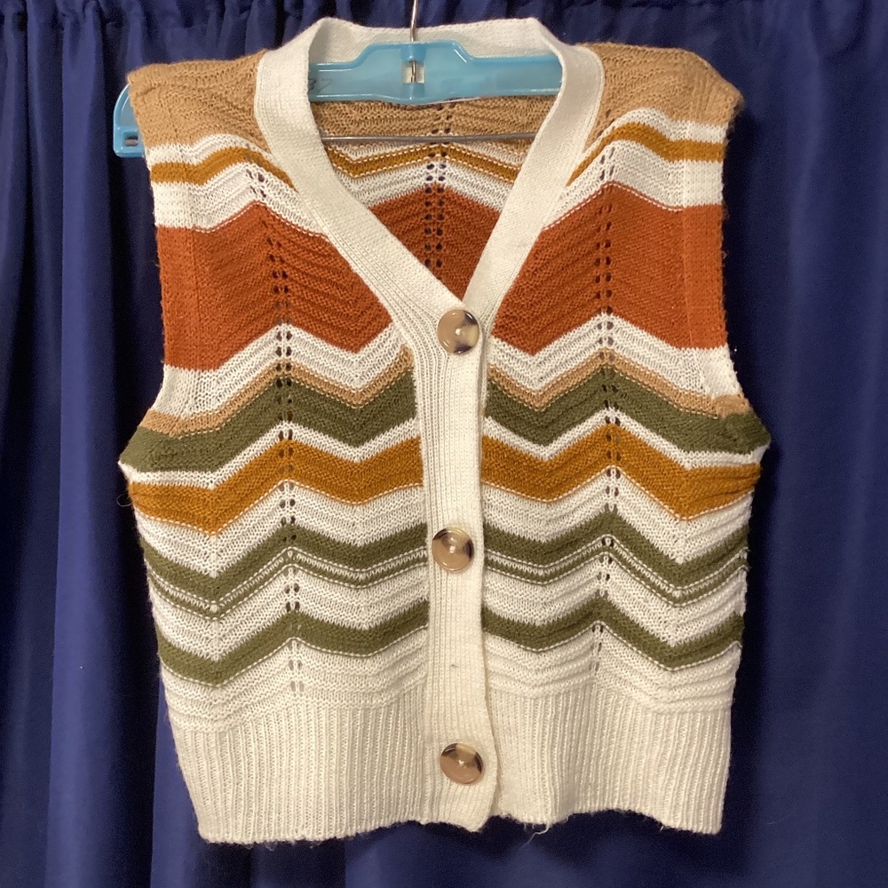 Multicolor crochet vest